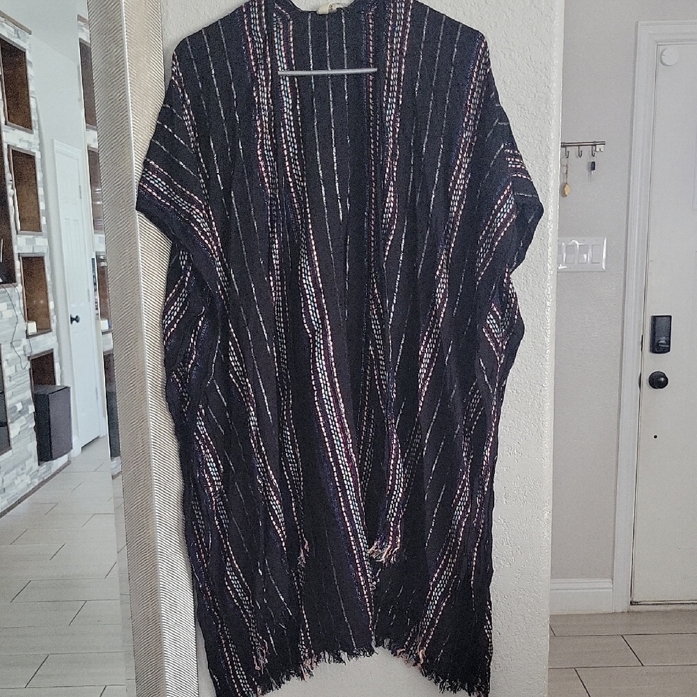 Striped Black Poncho